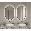 Oglinda 50*80cm LED cu Dezaburire ,Touch ,Trei Tipuri Lumina ,Rama Neagra