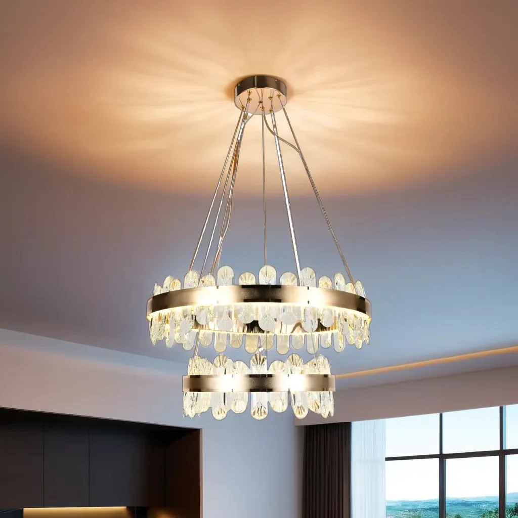 Candelabru LED 216W Lumina Rece/Neutra/Calda cu Telecomanda ,Culoare ,Intensitate Lumina si Inaltime Reglabila,Auriu/Metal/Sticla