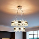 Candelabru LED 216W Lumina Rece/Neutra/Calda cu Telecomanda ,Culoare ,Intensitate Lumina si Inaltime Reglabila,Auriu/Metal/Sticla