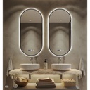 Oglinda 50*100cm LED cu Dezaburire ,Touch ,Trei Tipuri Lumina , Rama Neagra