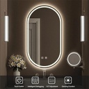 Oglinda 50*100cm LED cu Dezaburire ,Touch ,Trei Tipuri Lumina , Rama Neagra (copie)