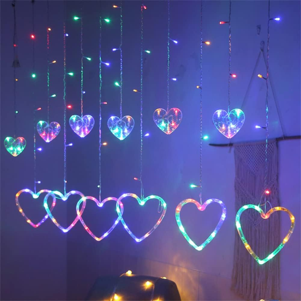 Instalatie  tip perdea, Dazzle Heart, 3x1m, interconectabila, multicolor