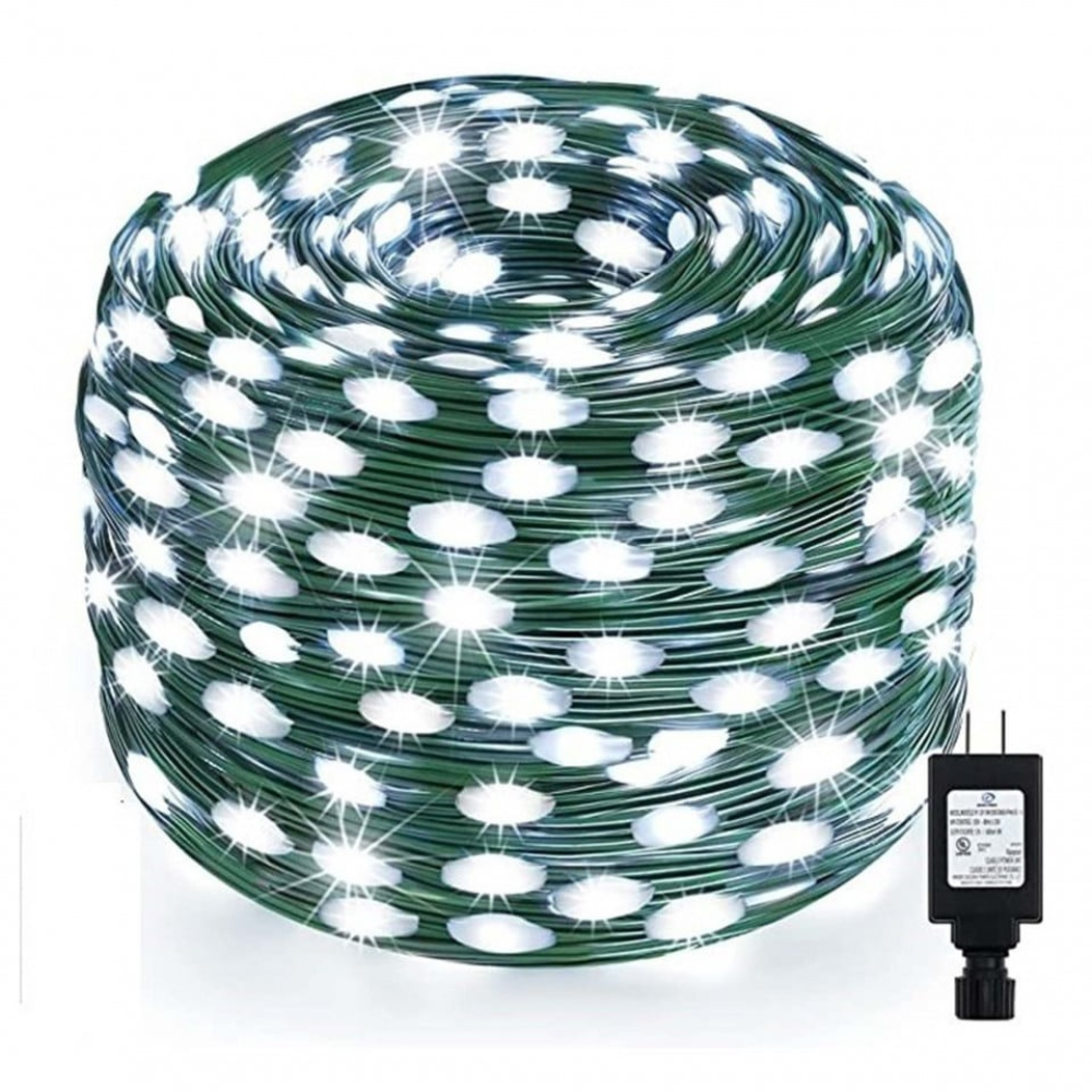 Instalatie de exterior liniara, Winter Glowing, cu 800 leduri, 100m, IP44, rezistenta la apa, cu 8 jocuri de lumini, alb, lumina rece