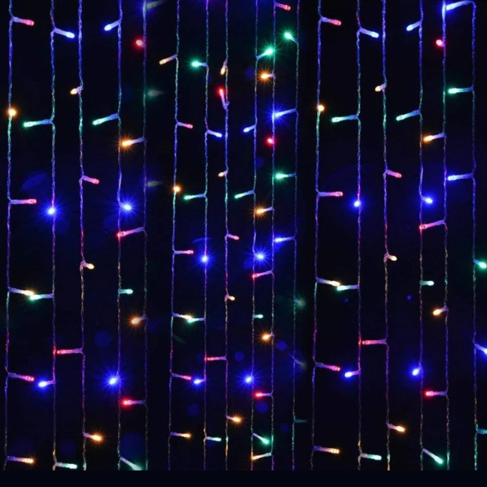Instalatie de exterior tip perdea, Holiday Glowing, cu 240 leduri, V8, 6mx1m, interconectabil, IP65, multicolor