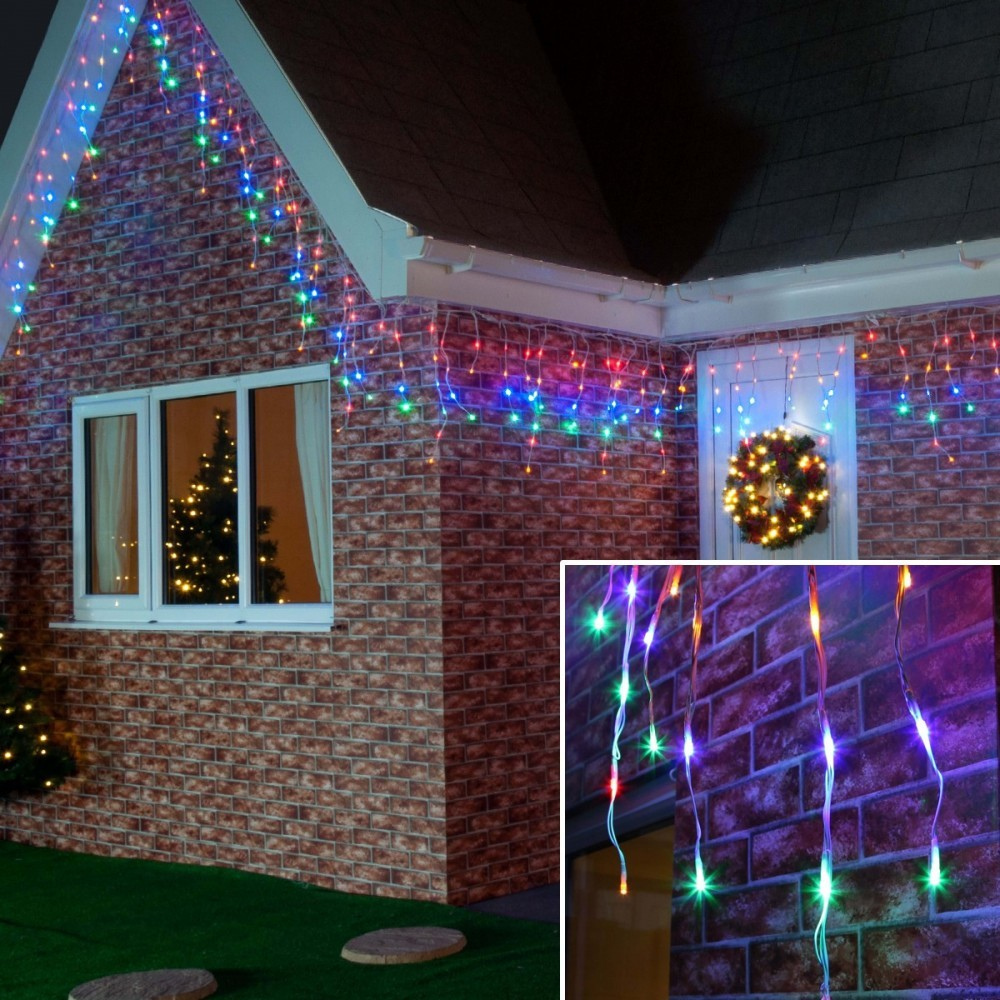 Instalatie de exterior tip turturi, Festive Glow cu 120 leduri, V8, 5.5m(fir verde) interconectabil, IP65, multicolor