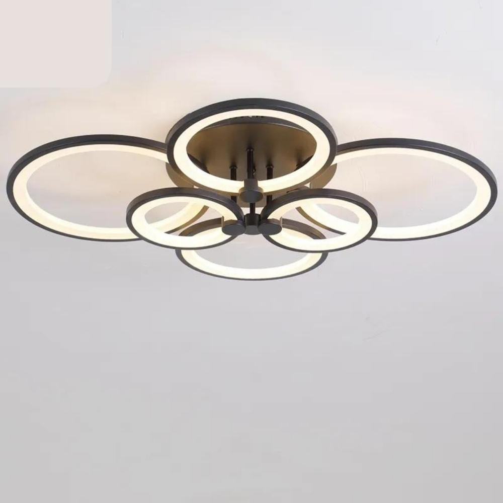 Lustra Led Lighting Ring 196W,Neagra, 6 Brate Si Telecomanda, Intensitate Reglabila