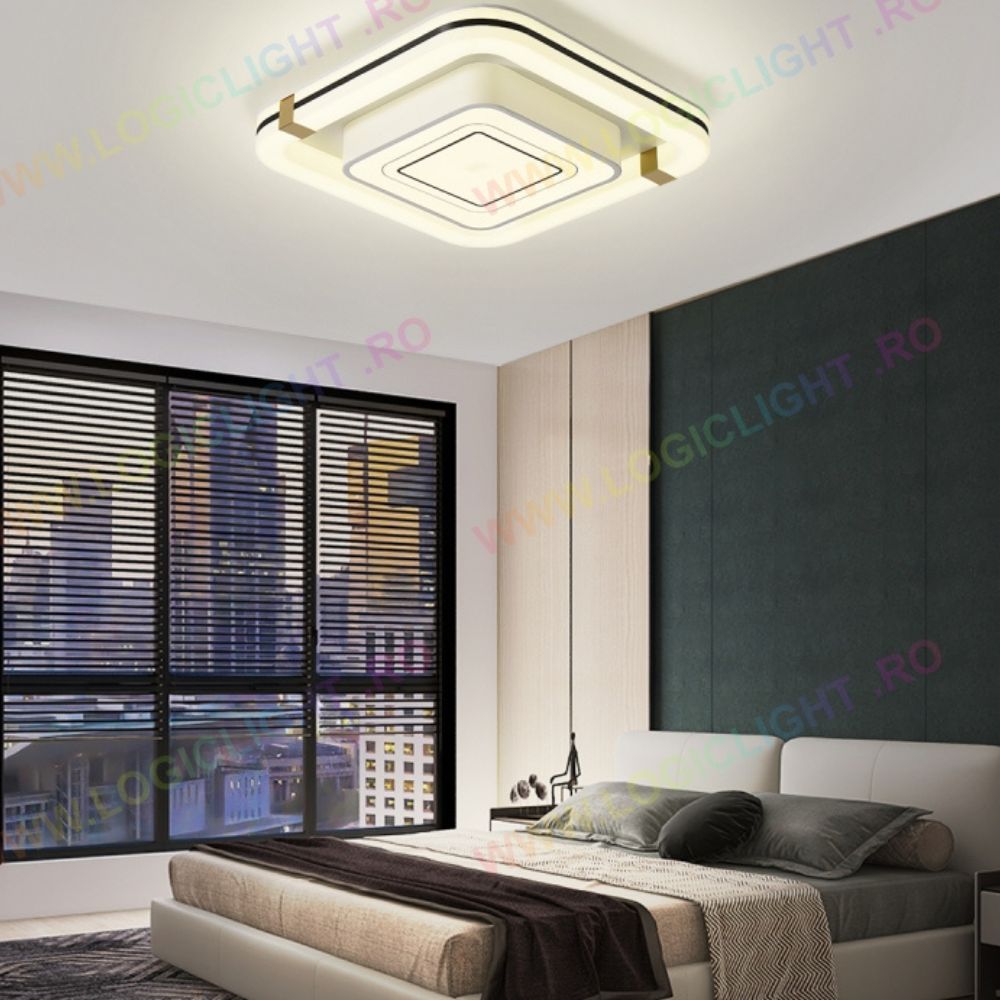 Lustra Led Patrata 152W 10640Lm, Cu Telecomanda, Intensitate Reglabila