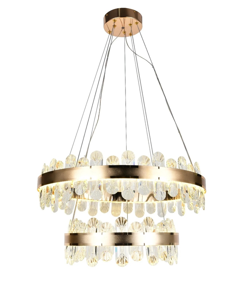 Candelabru Glam Chic 216W Lumina Rece/Neutra/Calda cu Telecomanda ,Culoare ,Intensitate Lumina si Inaltime Reglabila,Auriu/Metal/Sticla