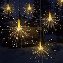 Instalatie de Craciun,  Glowing Fireworks,  cu 495 leduri, 5 m, cu 5 artificii, interconectabil, alb cald