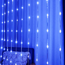 Instalatie de exterior tip perdea, Winter Dazzle, cu 384 leduri, 8mx1m, IP44, rezistenta la apa, albastru
