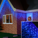 Instalatie de exterior tip turturi, Festive Glow cu 120 leduri, V8, 5.5m(fir alb) interconectabil, IP65, albastru