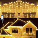 Instalatie tip turturi, Winter Shine, cu 300 leduri, 12m, interconectabil, cu 8 jocuri de lumini, alb cald