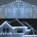 Instalatie tip turturi, Winter Shine, cu 300 leduri, 12m, interconectabil, cu 8 jocuri de lumini, alb rece