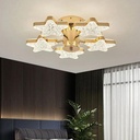 Lustra Led Golden Stars 5, 100W, Aurie cu telecomanda si trei tipuri de lumina