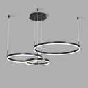 Lustra Led Nordic Circle 3, 144W 8000Lm, Suspendata, Neagra,cu telecomanda si trei tipuri de lumina