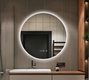 Oglindă 60cm Baie LED și Dezaburire Ceas cu Senzor Touch Lumina Rece Caldă și Neutră